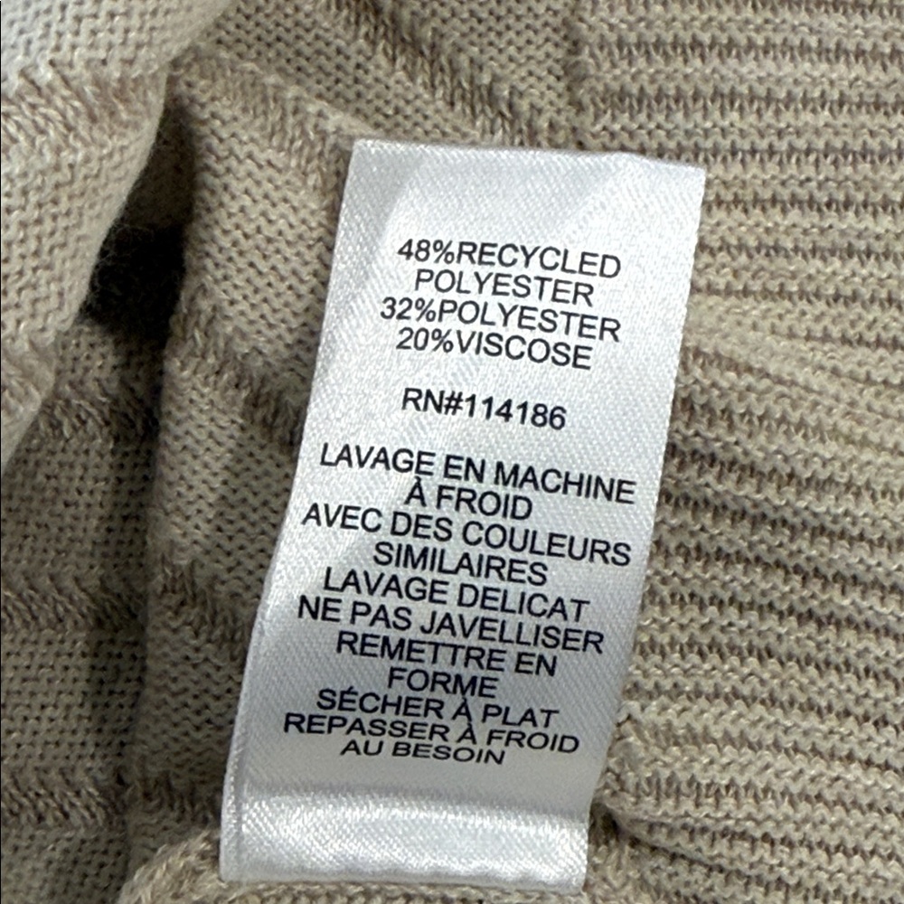 Verve Ami Cardigan Fawn Heather Combo Tan Stripe Ribbed Long Sleeve S - Picture 15 of 16